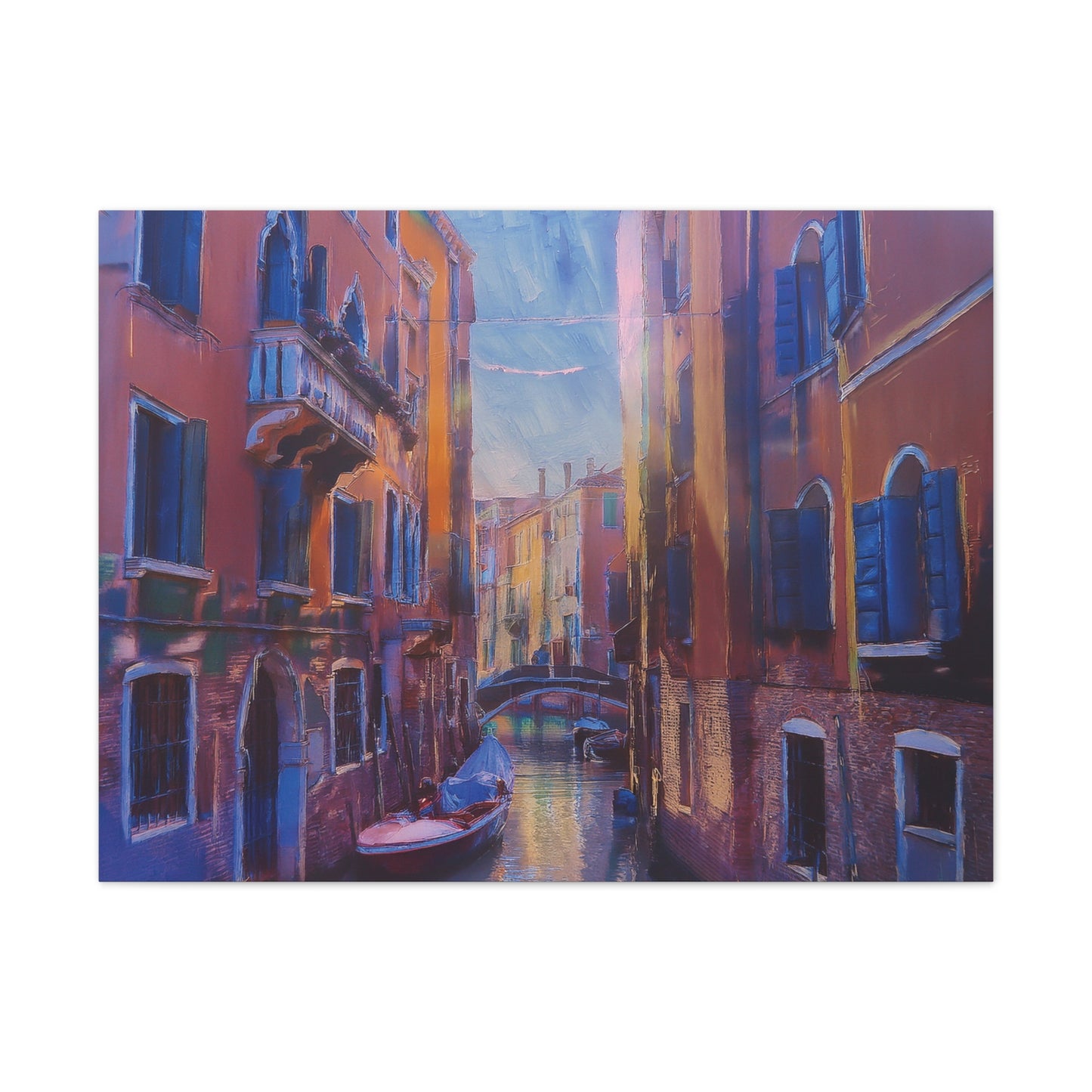 Venetian Canal Art Print, Canvas Wall Decor, Home Gallery Art, Gift for Art Lovers, Living Room Wall Art, Colorful Italian Landscape