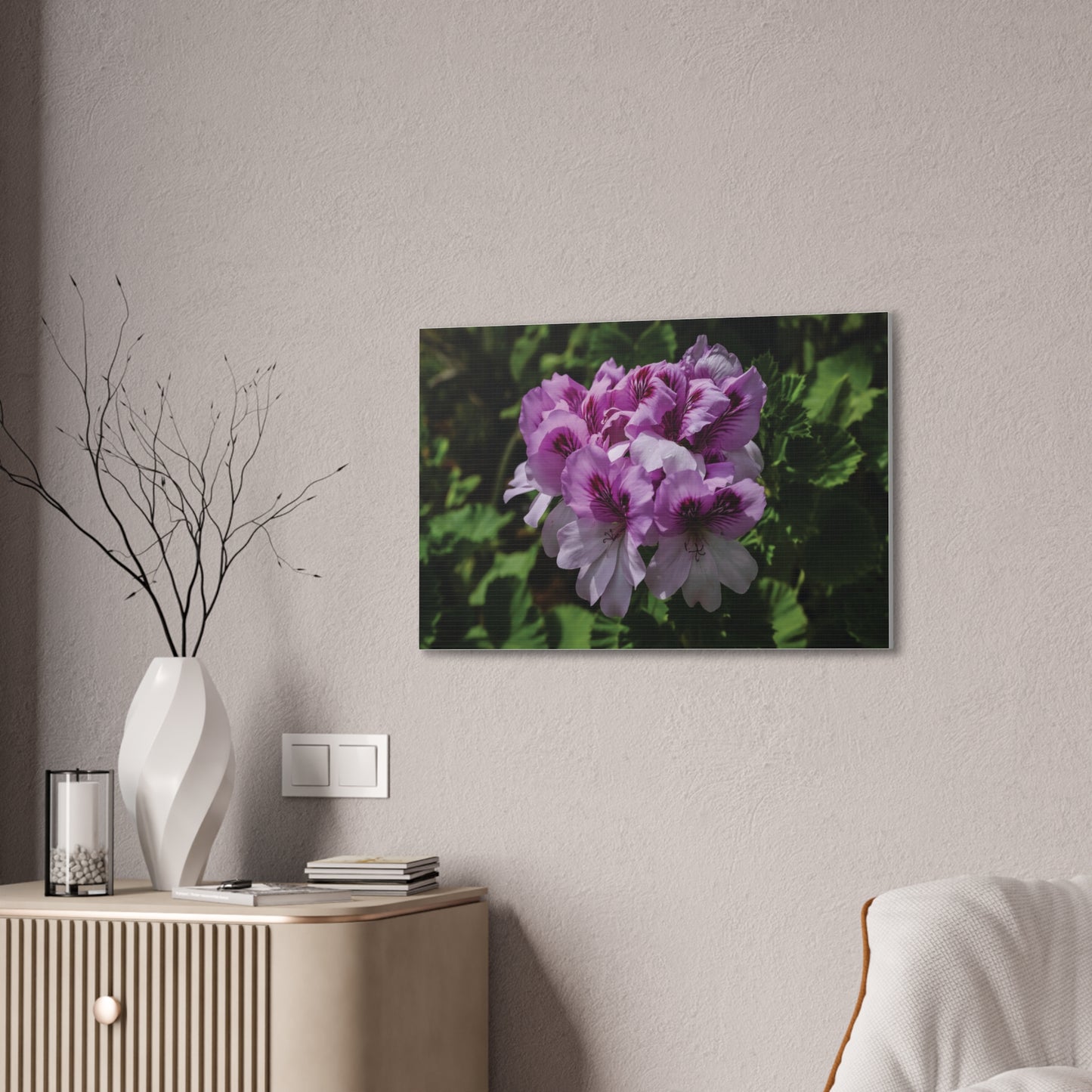 Pink Geranium Floral Canvas Print — Stretched Wall Art