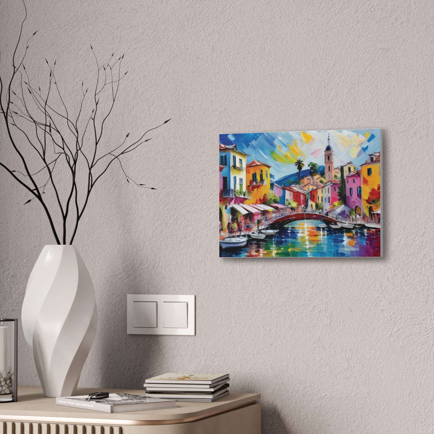 Vibrant Canvas Art, Colorful Wall Decor, Modern Artwork for Home, Italian Landscape Painting, Gift for Art Lovers