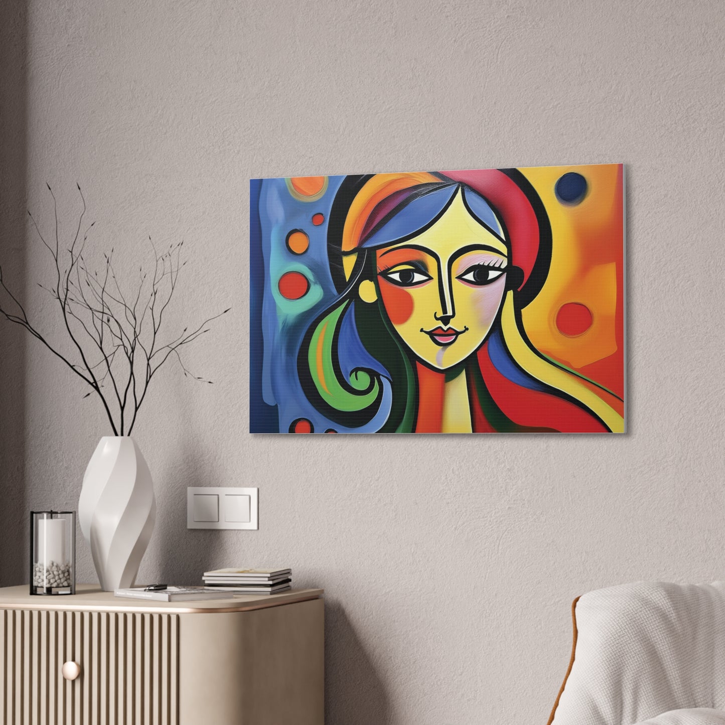 Vibrant Canvas Wall Art, Colorful Abstract Portrait, Modern Home Decor, Unique Gift for Art Lovers, Gallery Wall