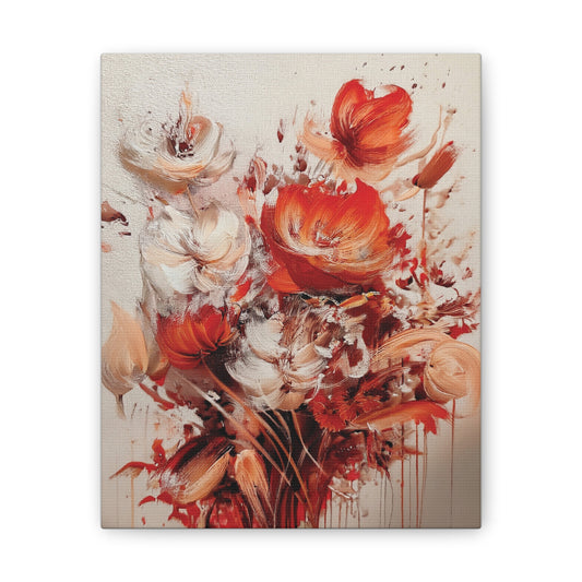 Floral Canvas Wall Art, Vibrant Flower Artwork, Home Decor, Living Room Decor, Gift for Her, Boho Chic Wall Hanging