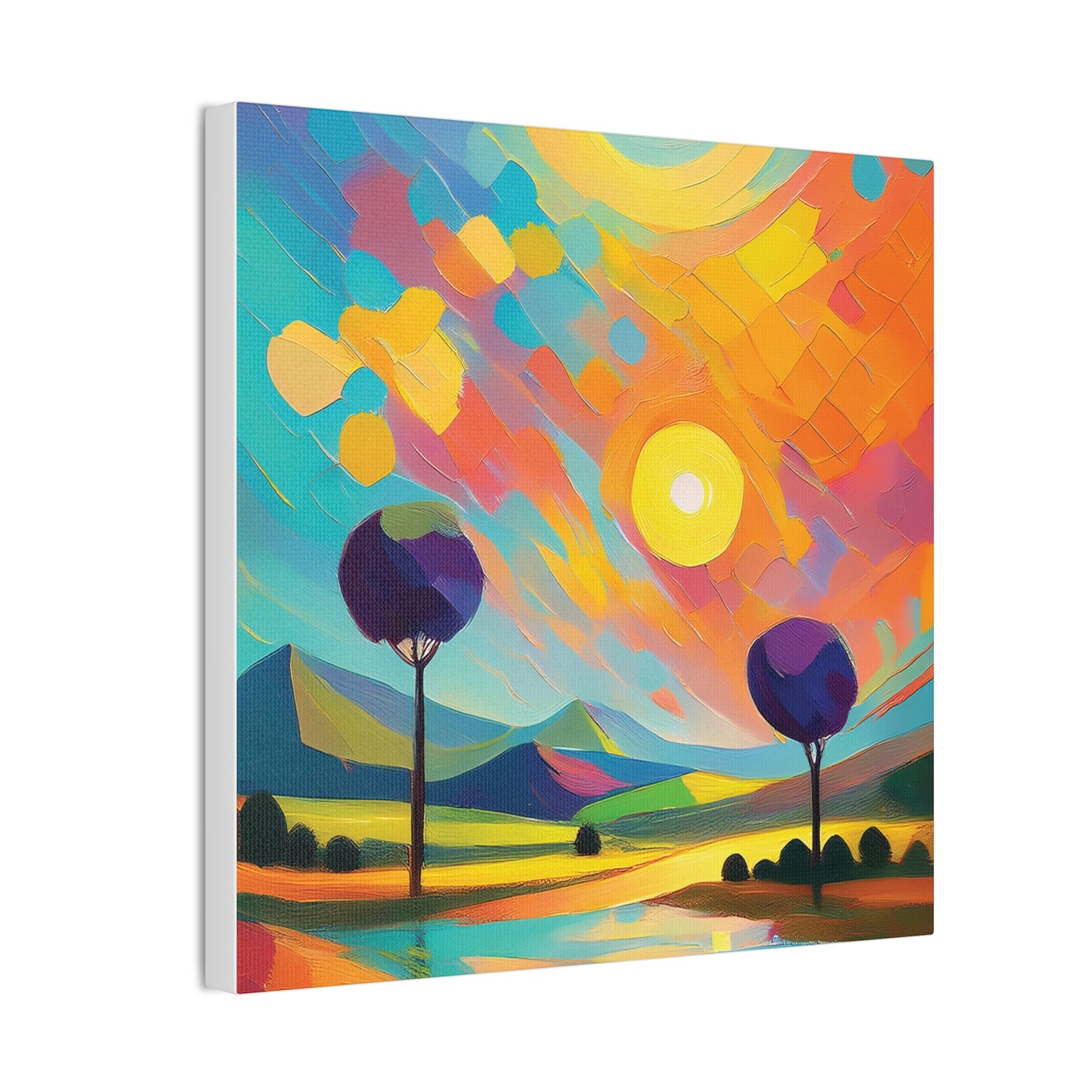 Vibrant Canvas Art Print, Colorful Wall Decor, Abstract Landscape Artwork, Home Decor, Gift for Art Lovers