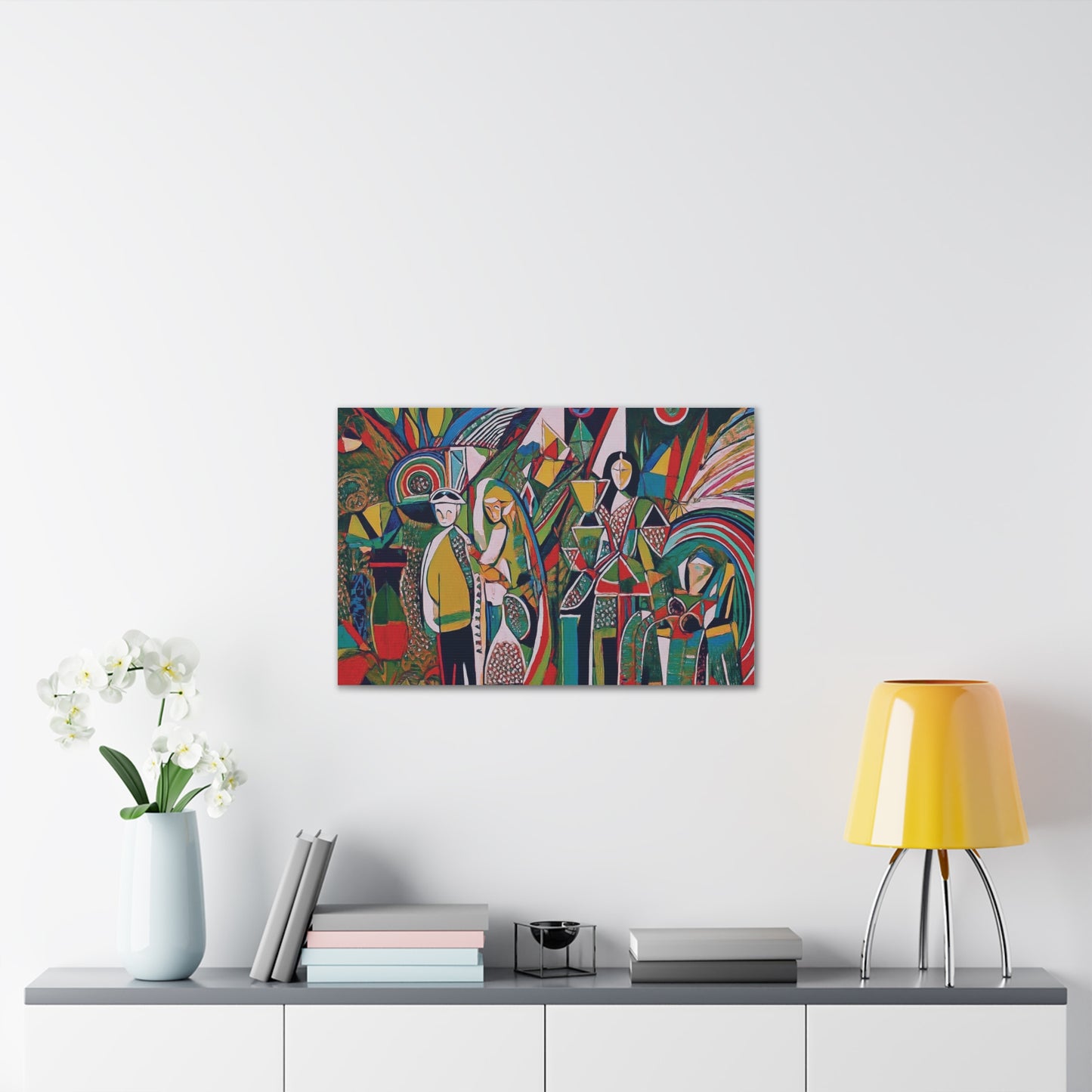Canvas Print - Colorful Abstract Couple and Lady Standing Away