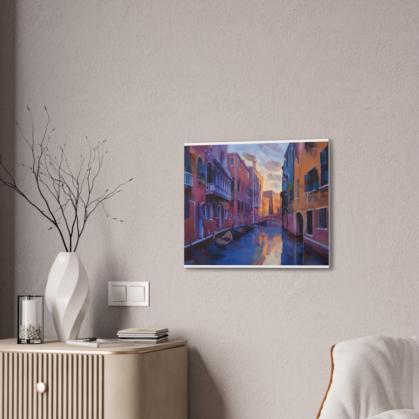 Vibrant Canvas Wall Art, Stretched Art Print, Home Decor, Venetian Landscape, Colorful Artwork, Gift for Art Lovers