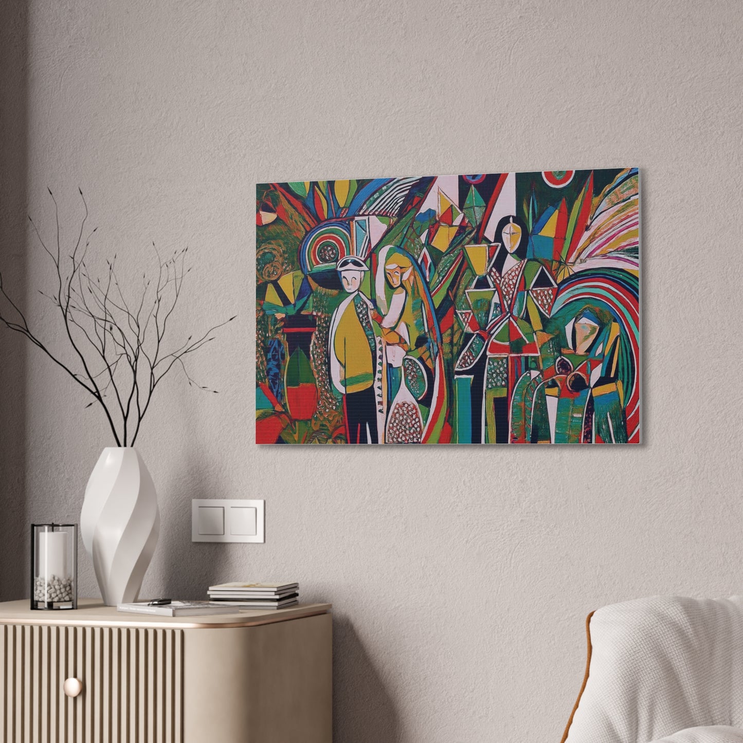 Canvas Print - Colorful Abstract Couple and Lady Standing Away