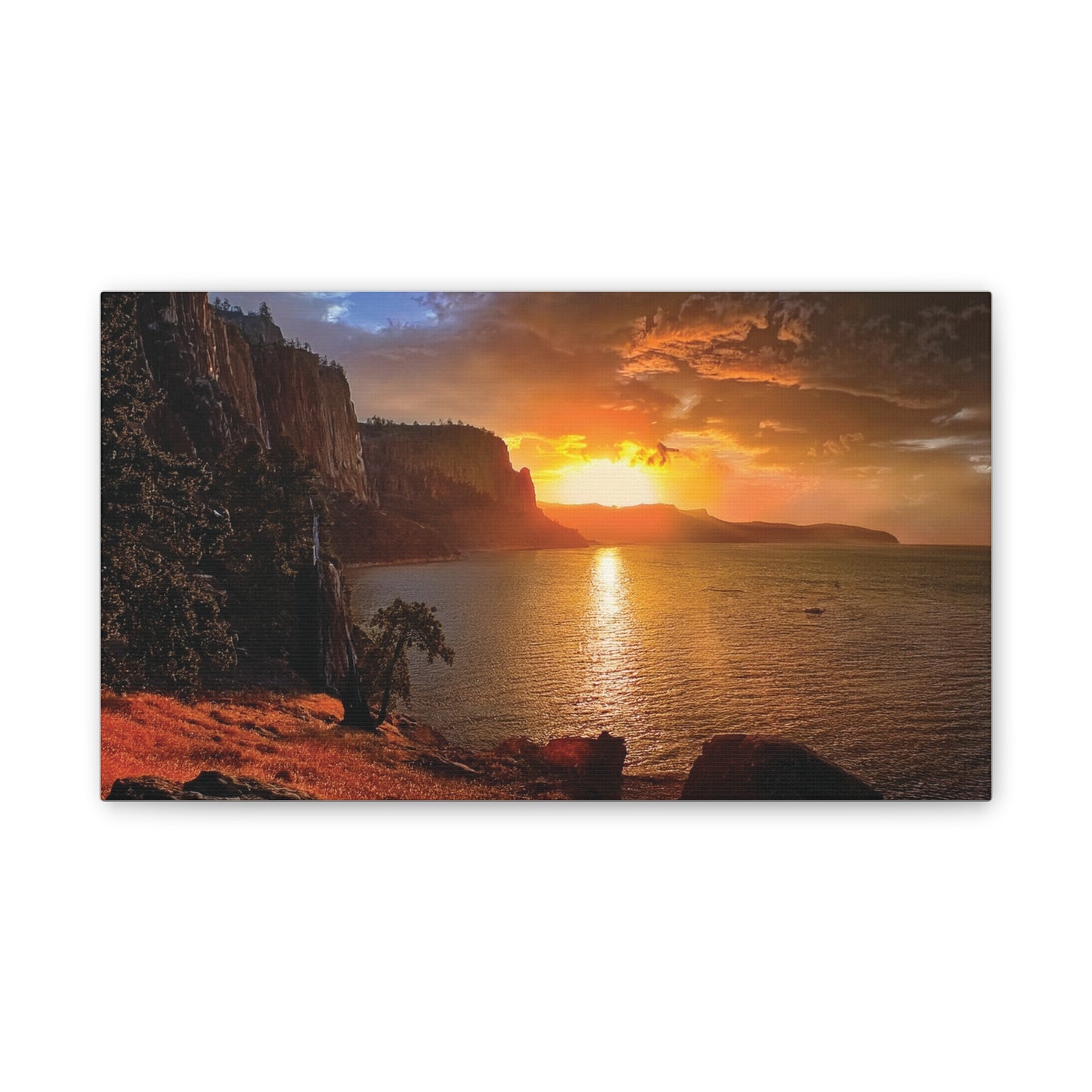 Sunset Canvas Print, Nature Wall Art, Scenic Home Décor, Gift for Nature Lovers, Coastal Landscape Decoration