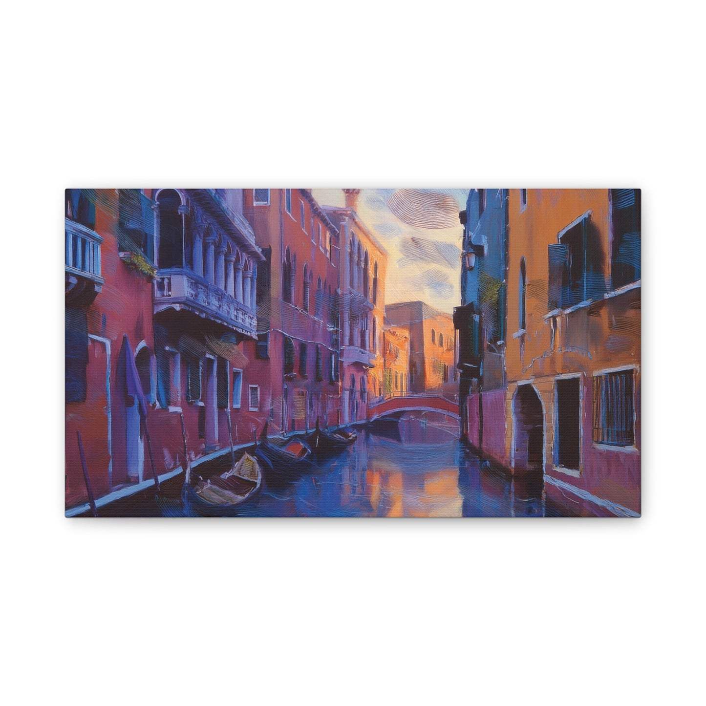 Vibrant Canvas Wall Art, Stretched Art Print, Home Decor, Venetian Landscape, Colorful Artwork, Gift for Art Lovers