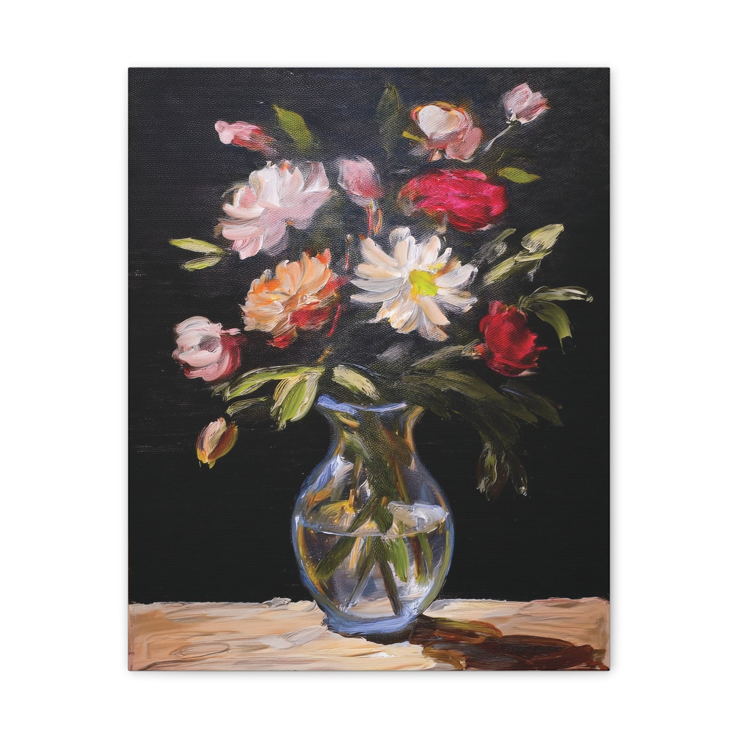 Floral Canvas Wall Art, Elegant Home Decor, Vintage Style Painting, Gift for Her, Living Room Decoration, Anniversary Gift
