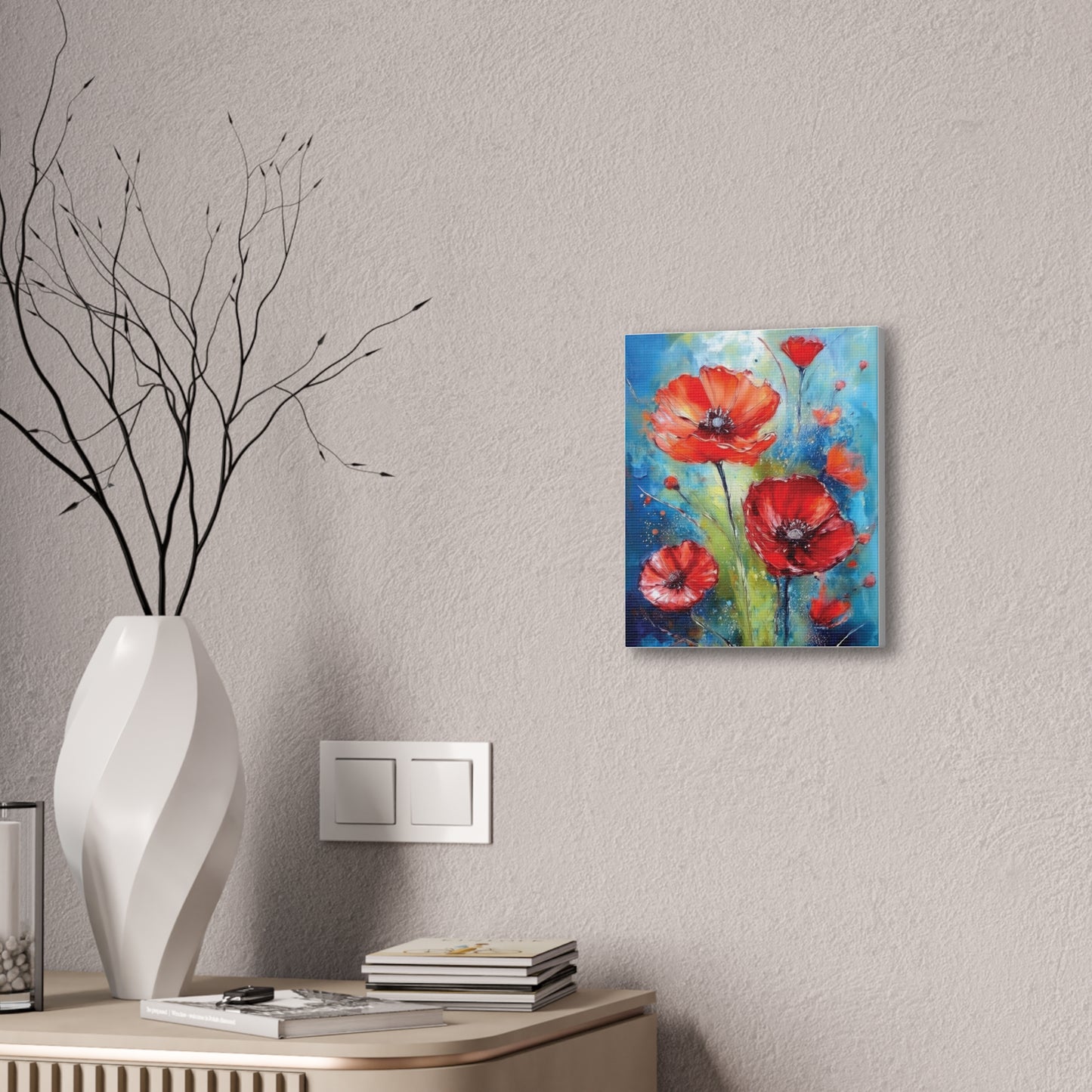 Vibrant Floral Canvas Art Print, Colorful Flower Wall Decor, Home Decor, Gift for Nature Lovers, Poppy Artwork, Vibrant Wall Art