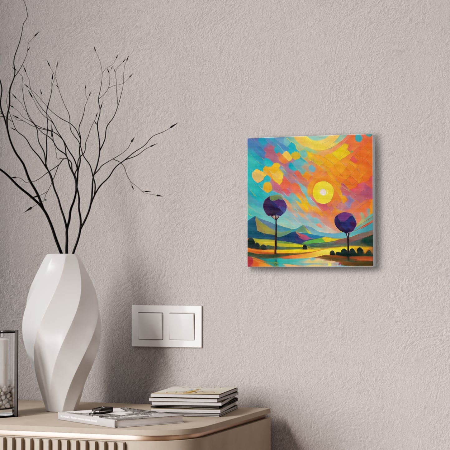 Vibrant Canvas Art Print, Colorful Wall Decor, Abstract Landscape Artwork, Home Decor, Gift for Art Lovers