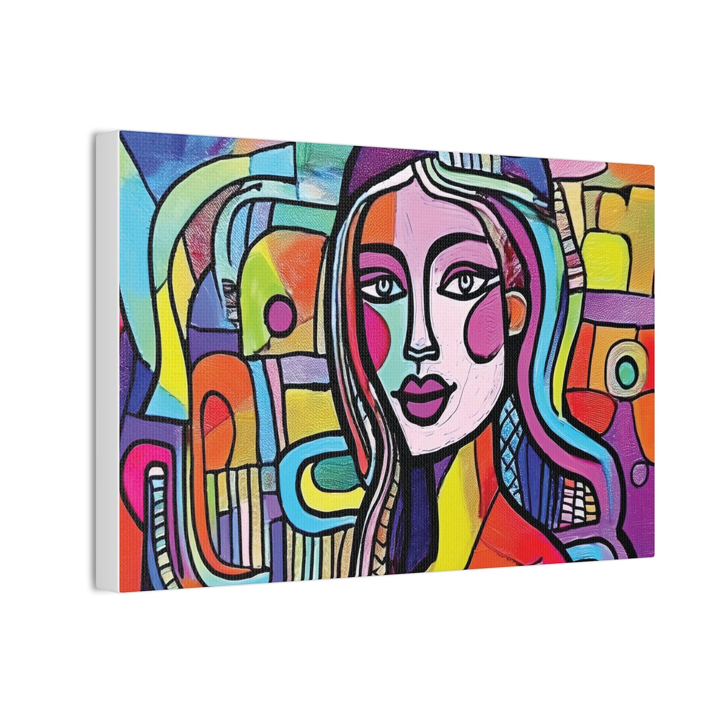 Colorful Canvas Art Print, Abstract Portrait Decor, Wall Art for Home, Colorful Wall Hanging, Gift for Art Lovers