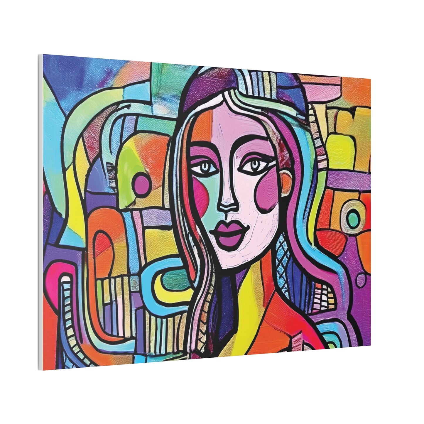Colorful Canvas Art Print, Abstract Portrait Decor, Wall Art for Home, Colorful Wall Hanging, Gift for Art Lovers
