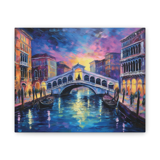 Vibrant Venice Canvas Art, Colorful Bridge Painting, Home Decor, Wall Art, Art for Living Room, Italian Landscape Print