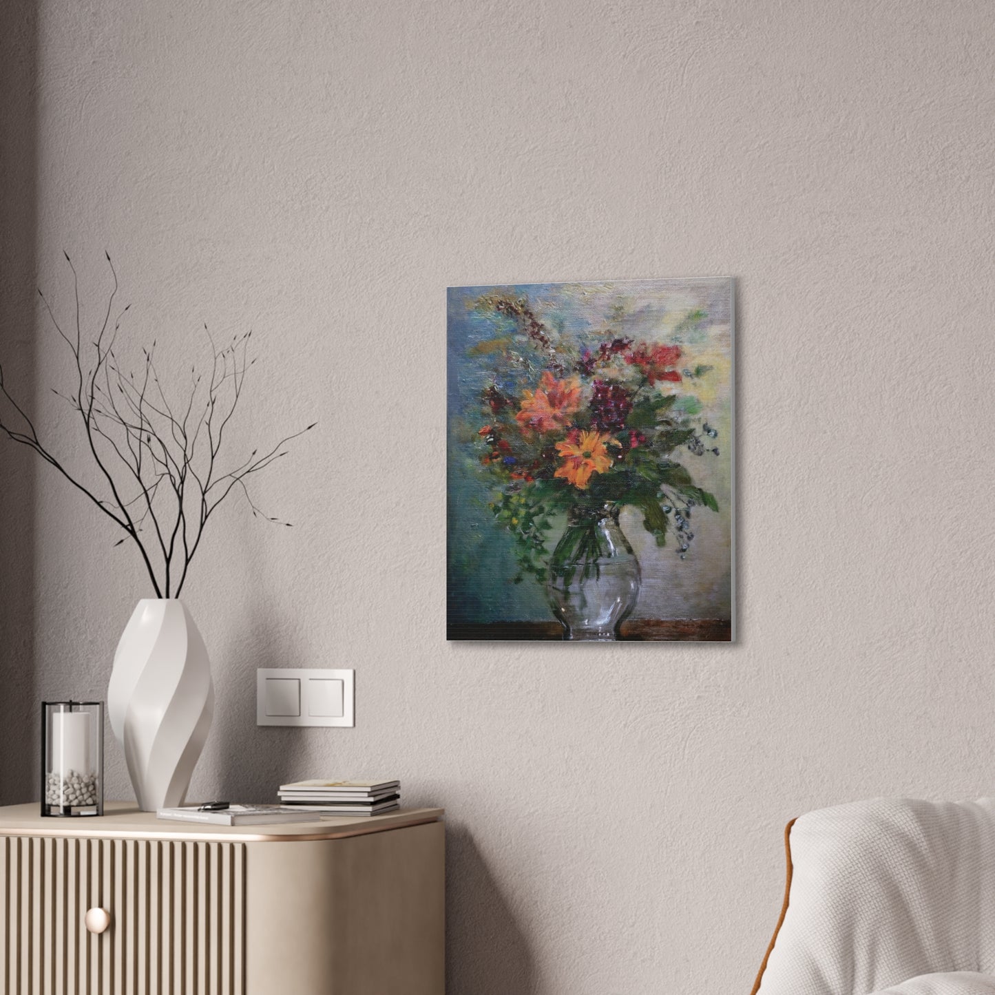 Floral Canvas Wall Art, Vintage Flower Painting, Home Decor, Gift for Her, Living Room Decoration, Art for All Occasions