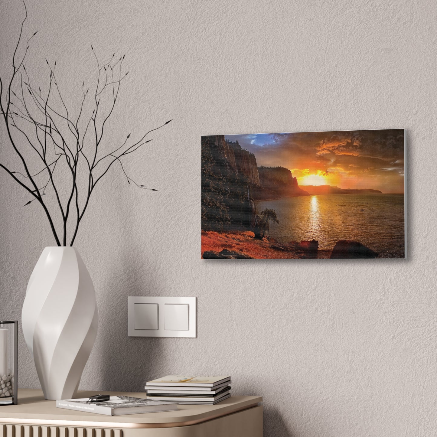 Sunset Canvas Print, Nature Wall Art, Scenic Home Décor, Gift for Nature Lovers, Coastal Landscape Decoration