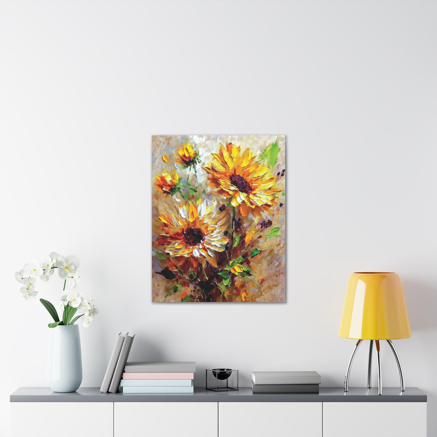 Vibrant Floral Canvas Art Print, Sunflower Wall Decor, Home Office Decoration, Gift for Nature Lovers, Brighten Your Space