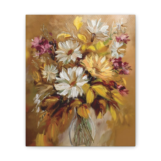 Floral Canvas Art Print, Vivid Flower Painting, Home Decor, Wall Art, Gift for Nature Lovers, Rustic Decor, Mother's Day, Birthday