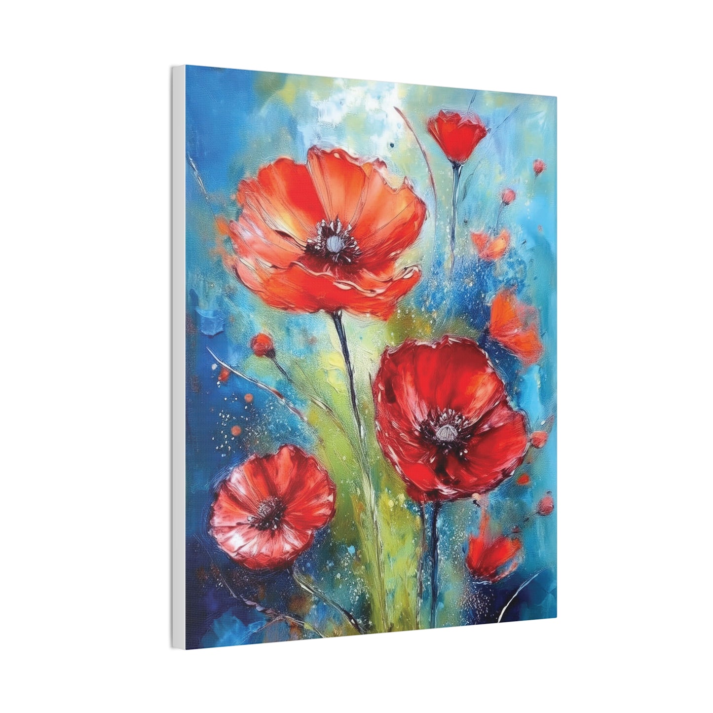 Vibrant Floral Canvas Art Print, Colorful Flower Wall Decor, Home Decor, Gift for Nature Lovers, Poppy Artwork, Vibrant Wall Art
