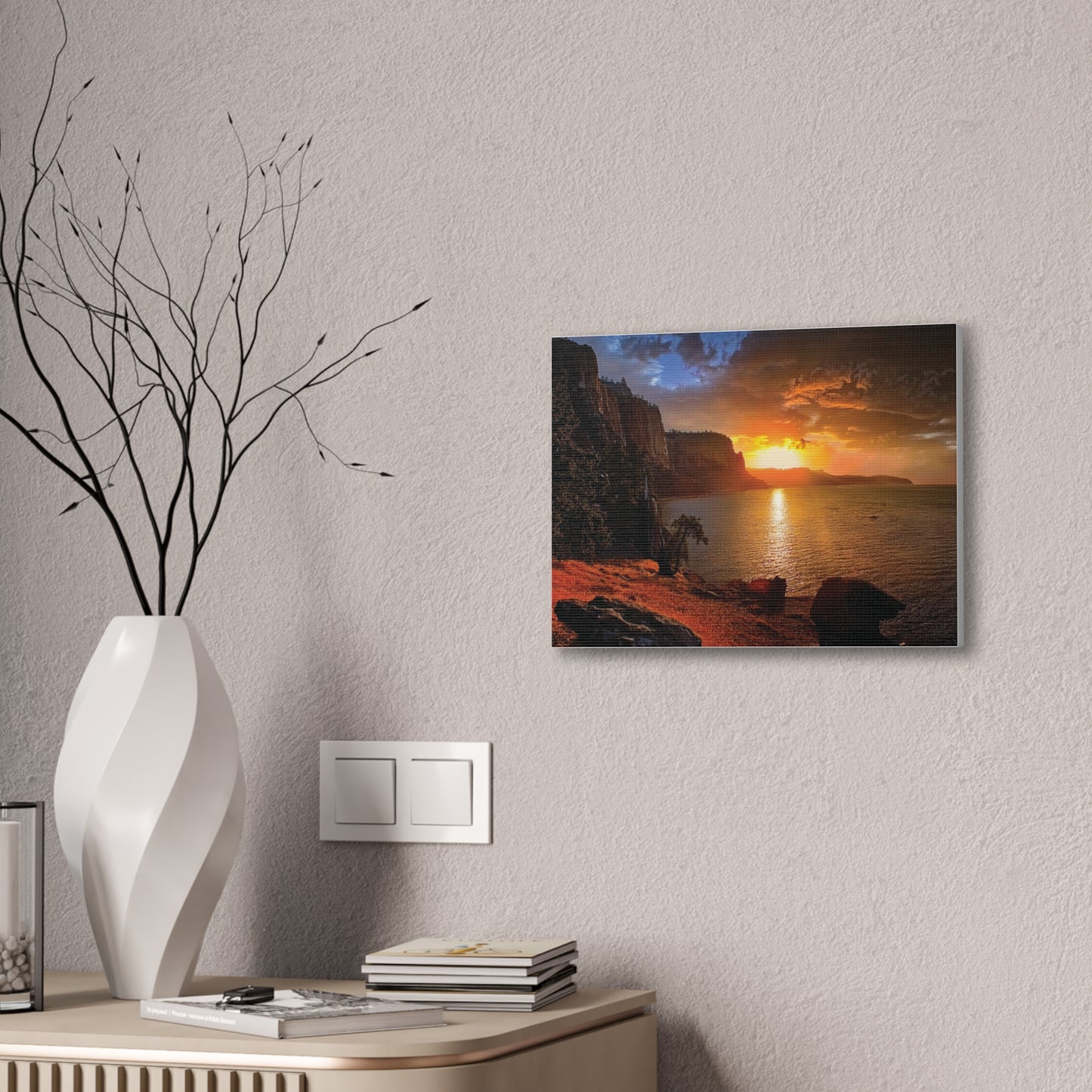 Sunset Canvas Print, Nature Wall Art, Scenic Home Décor, Gift for Nature Lovers, Coastal Landscape Decoration