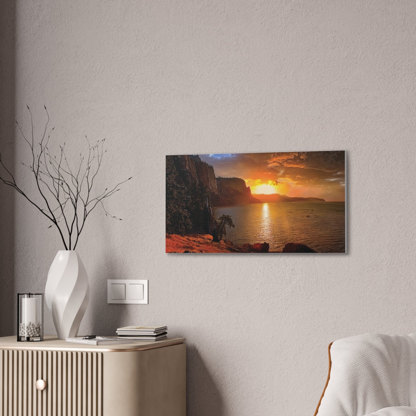 Sunset Canvas Print, Nature Wall Art, Scenic Home Décor, Gift for Nature Lovers, Coastal Landscape Decoration