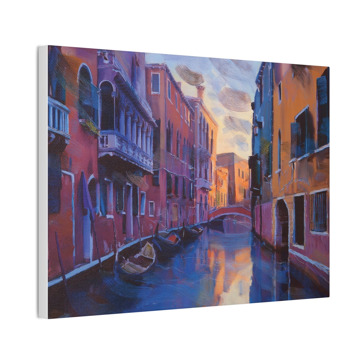 Vibrant Canvas Wall Art, Stretched Art Print, Home Decor, Venetian Landscape, Colorful Artwork, Gift for Art Lovers