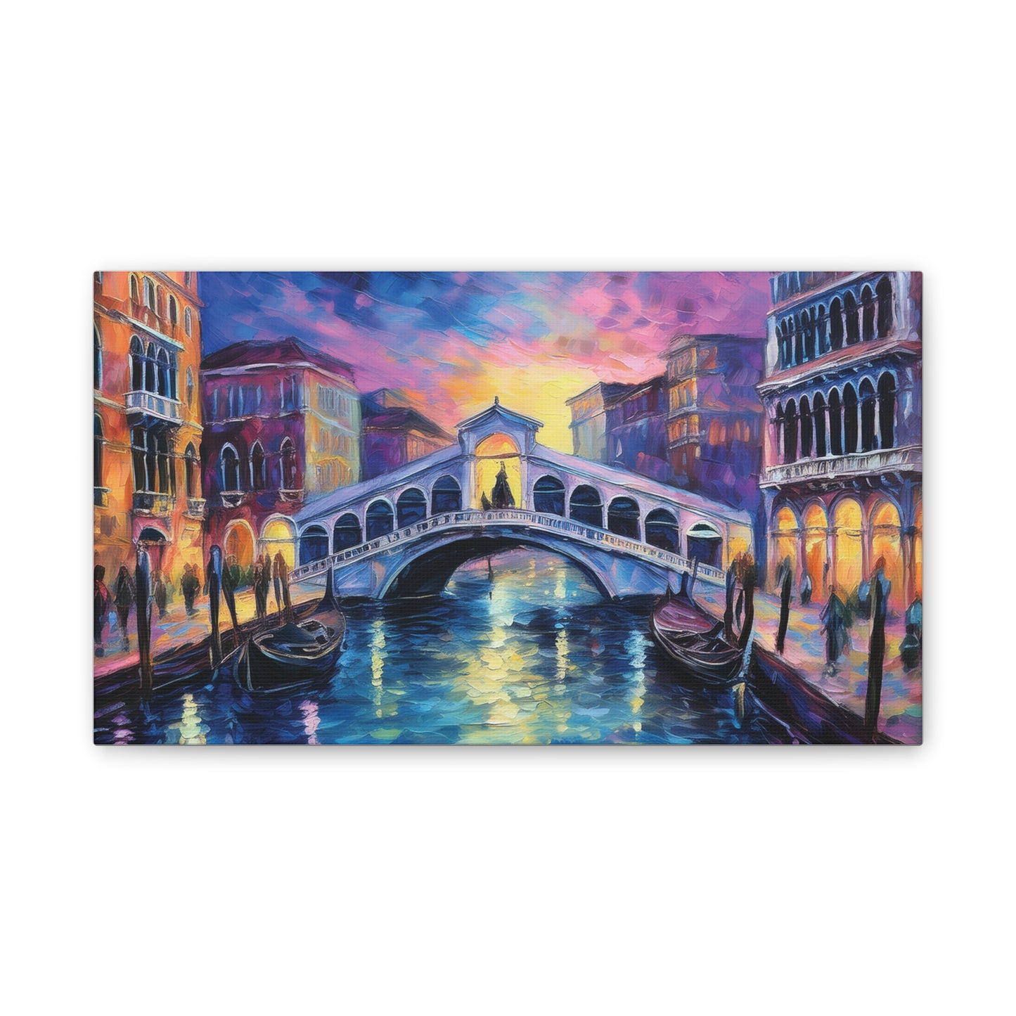 Vibrant Venice Canvas Art, Colorful Bridge Painting, Home Decor, Wall Art, Art for Living Room, Italian Landscape Print