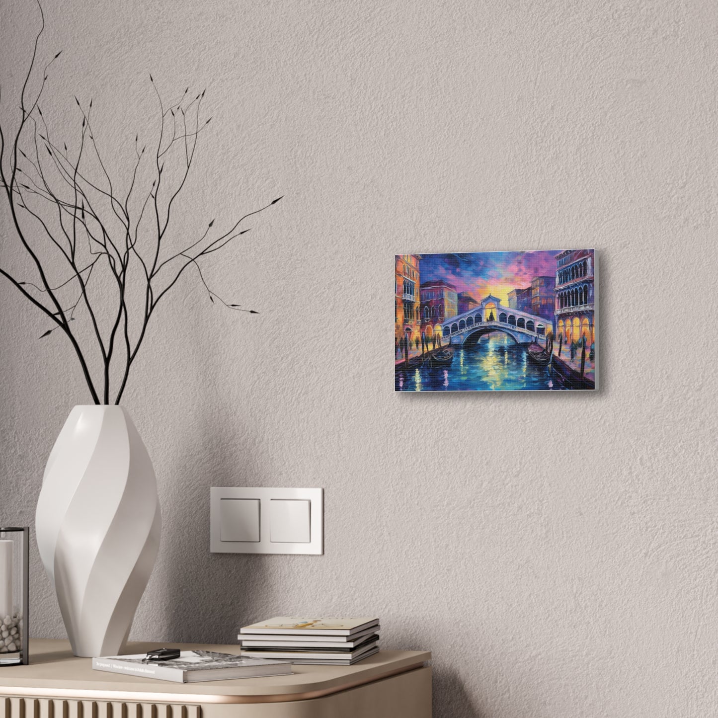 Vibrant Venice Canvas Art, Colorful Bridge Painting, Home Decor, Wall Art, Art for Living Room, Italian Landscape Print