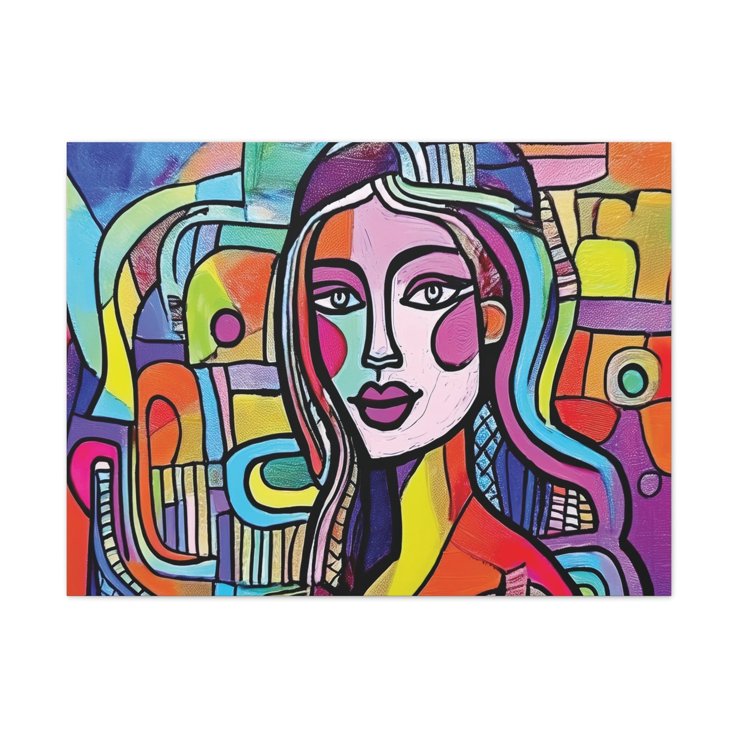Colorful Canvas Art Print, Abstract Portrait Decor, Wall Art for Home, Colorful Wall Hanging, Gift for Art Lovers