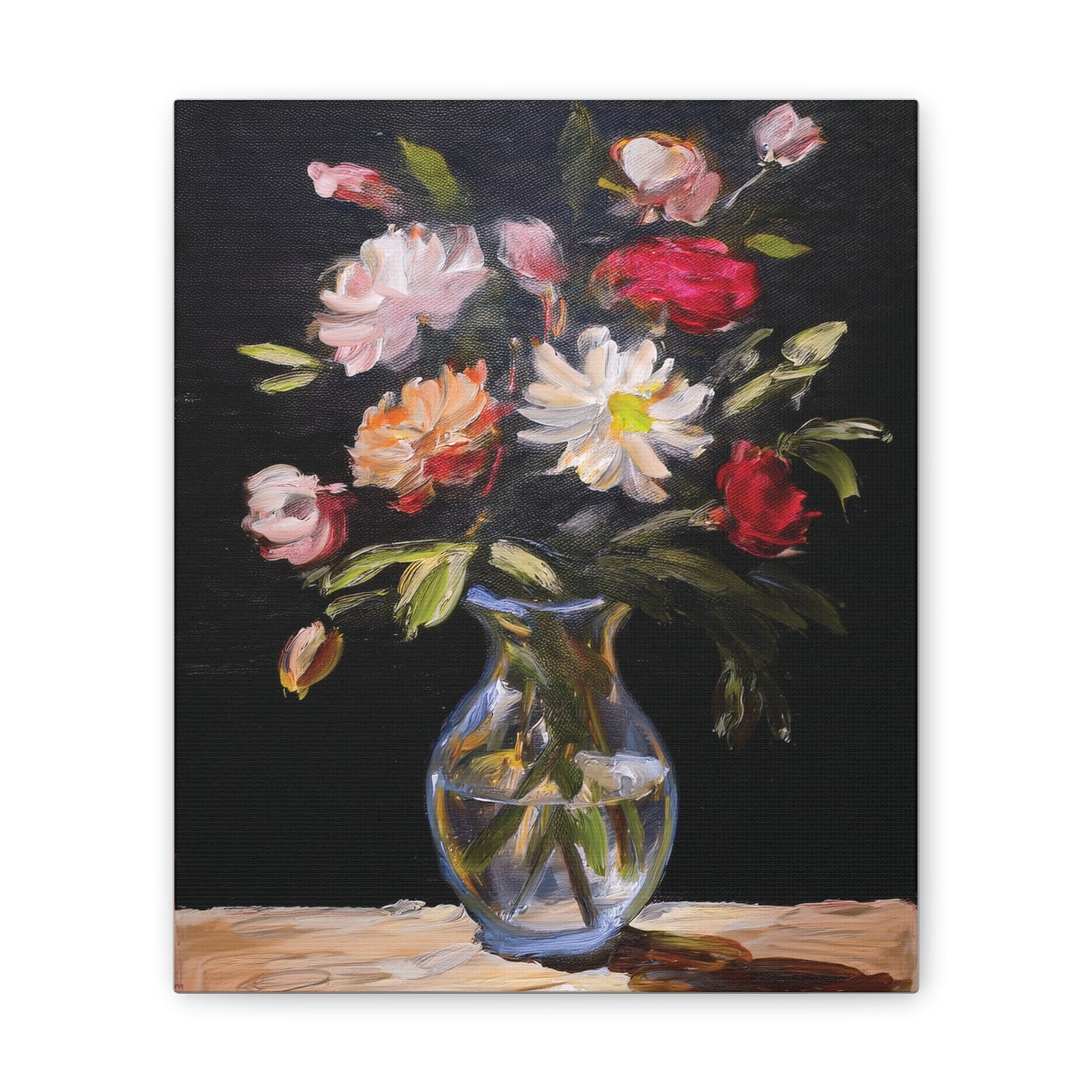 Floral Canvas Wall Art, Elegant Home Decor, Vintage Style Painting, Gift for Her, Living Room Decoration, Anniversary Gift