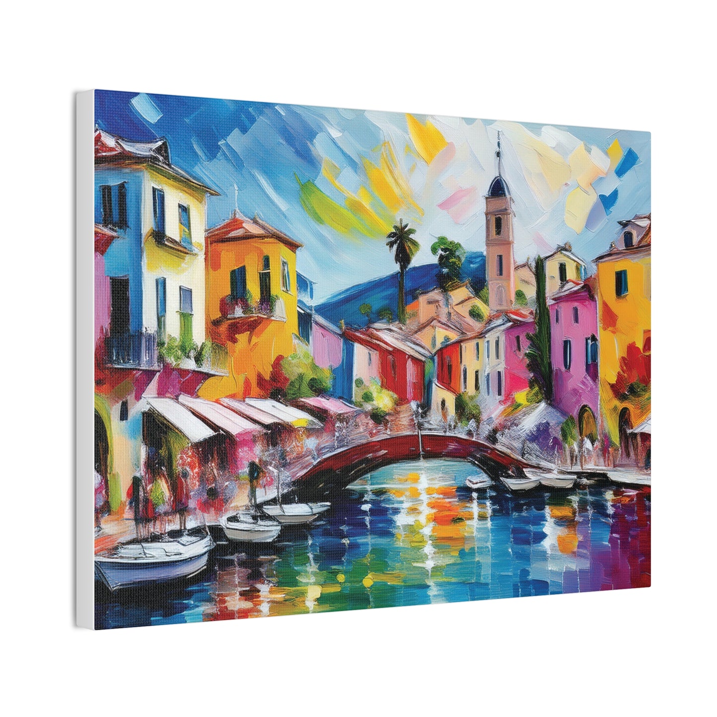 Vibrant Canvas Art, Colorful Wall Decor, Modern Artwork for Home, Italian Landscape Painting, Gift for Art Lovers