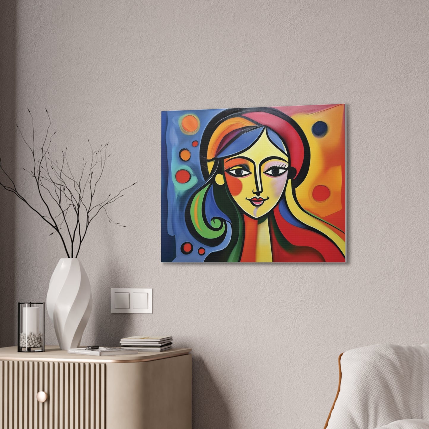 Vibrant Canvas Wall Art, Colorful Abstract Portrait, Modern Home Decor, Unique Gift for Art Lovers, Gallery Wall