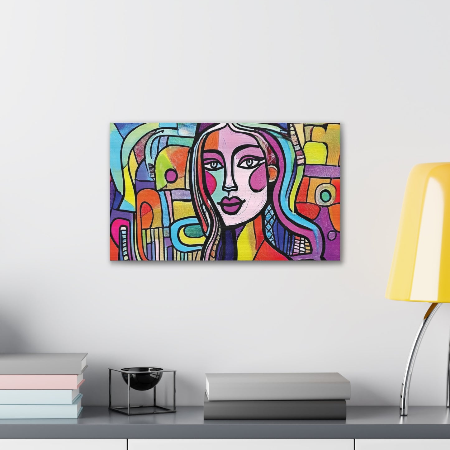 Colorful Canvas Art Print, Abstract Portrait Decor, Wall Art for Home, Colorful Wall Hanging, Gift for Art Lovers