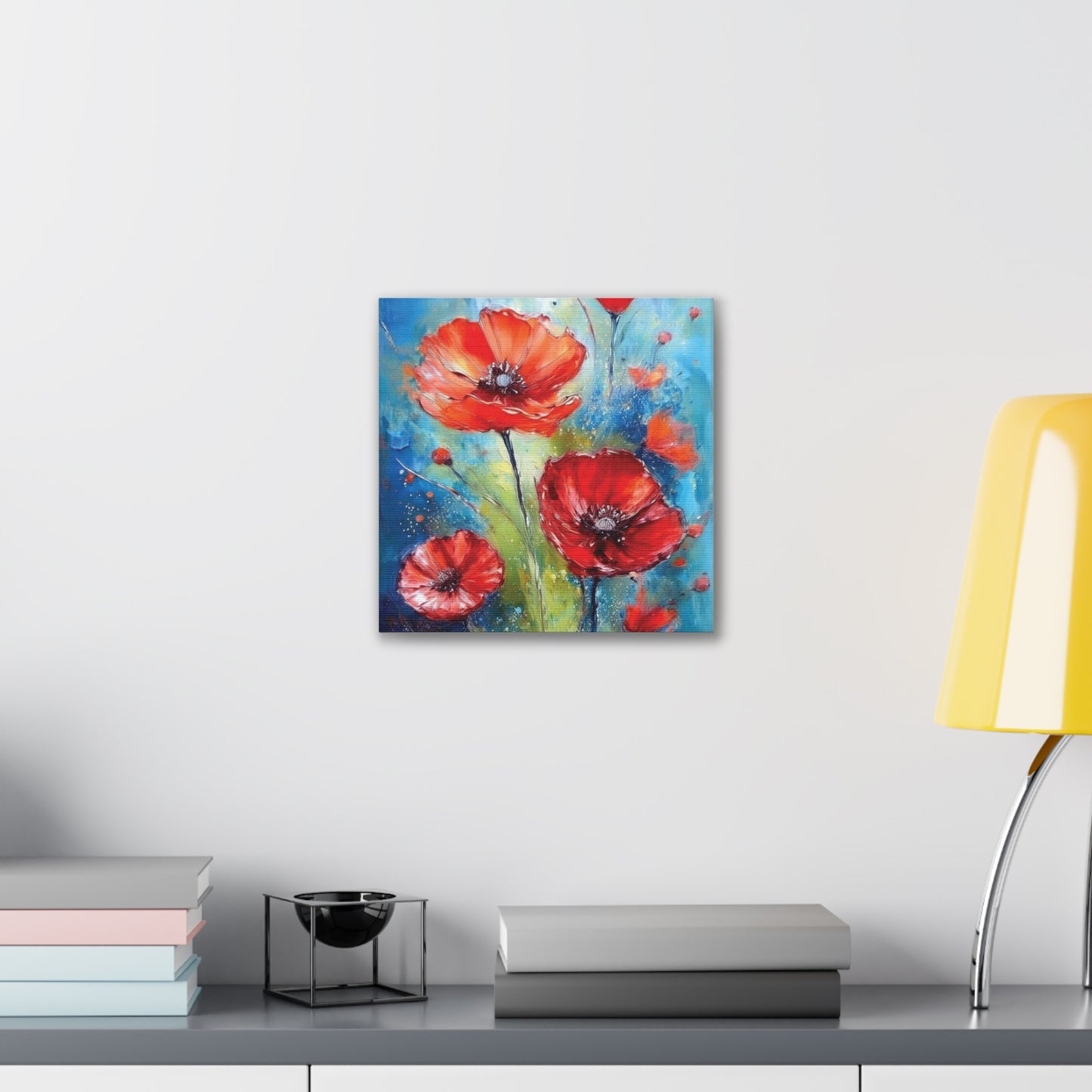 Vibrant Floral Canvas Art Print, Colorful Flower Wall Decor, Home Decor, Gift for Nature Lovers, Poppy Artwork, Vibrant Wall Art