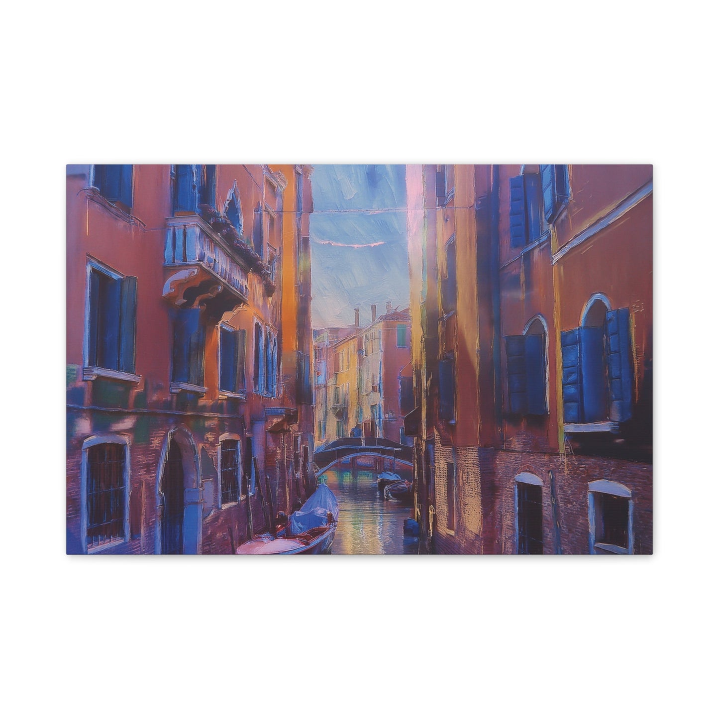 Venetian Canal Art Print, Canvas Wall Decor, Home Gallery Art, Gift for Art Lovers, Living Room Wall Art, Colorful Italian Landscape