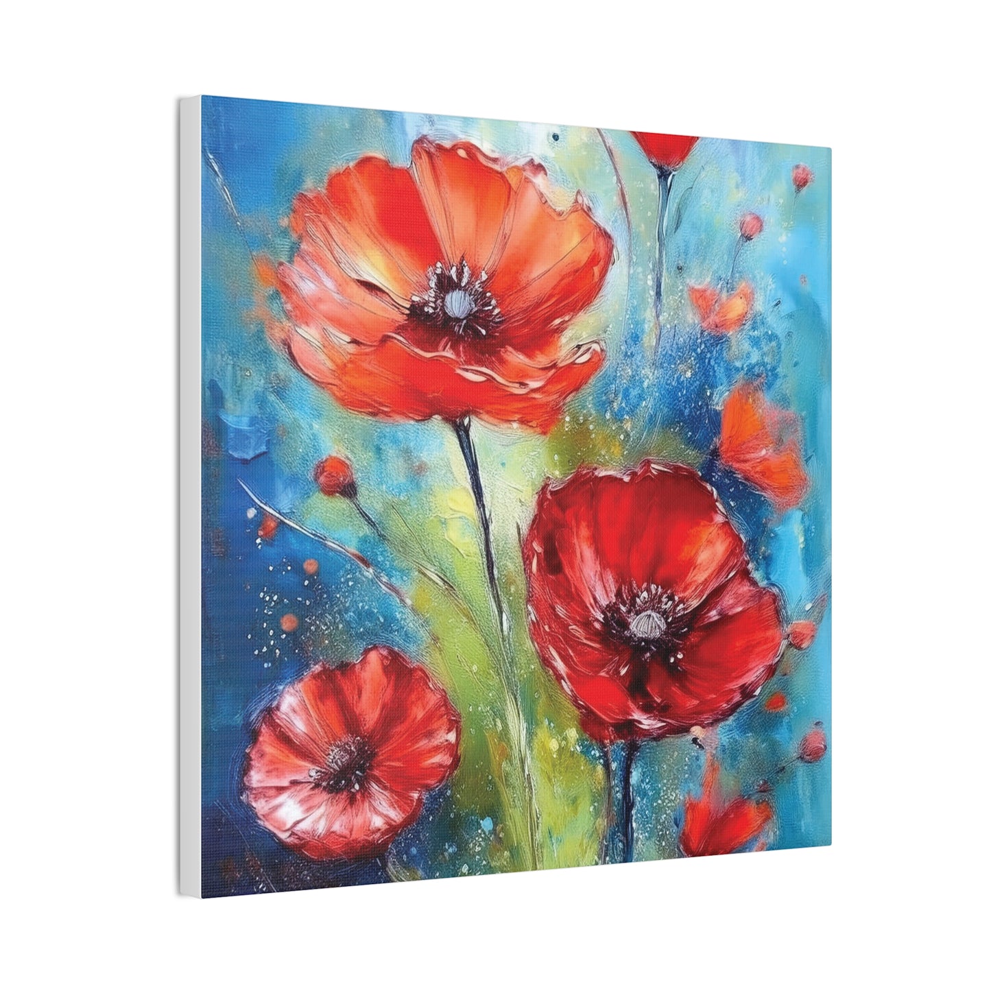 Vibrant Floral Canvas Art Print, Colorful Flower Wall Decor, Home Decor, Gift for Nature Lovers, Poppy Artwork, Vibrant Wall Art