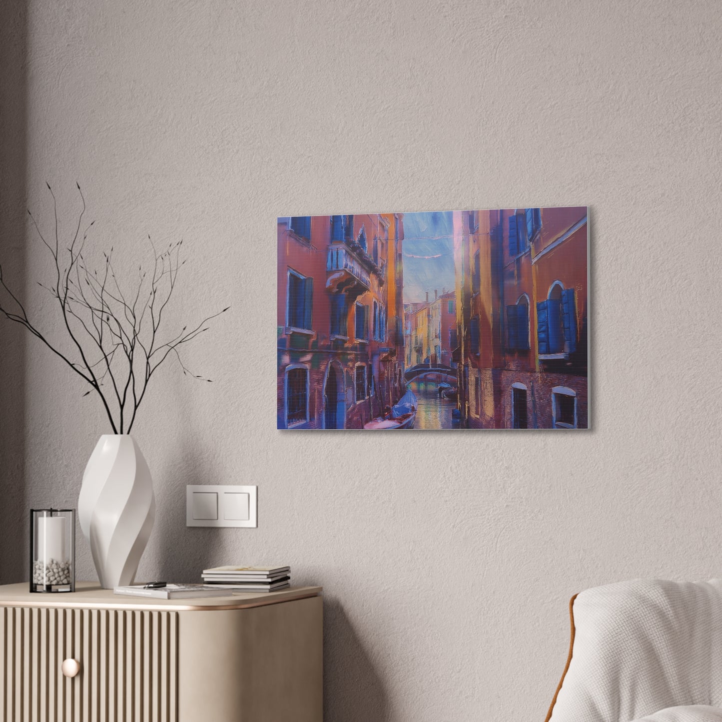 Venetian Canal Art Print, Canvas Wall Decor, Home Gallery Art, Gift for Art Lovers, Living Room Wall Art, Colorful Italian Landscape