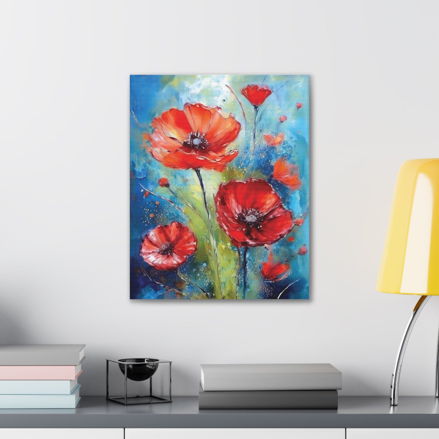 Vibrant Floral Canvas Art Print, Colorful Flower Wall Decor, Home Decor, Gift for Nature Lovers, Poppy Artwork, Vibrant Wall Art