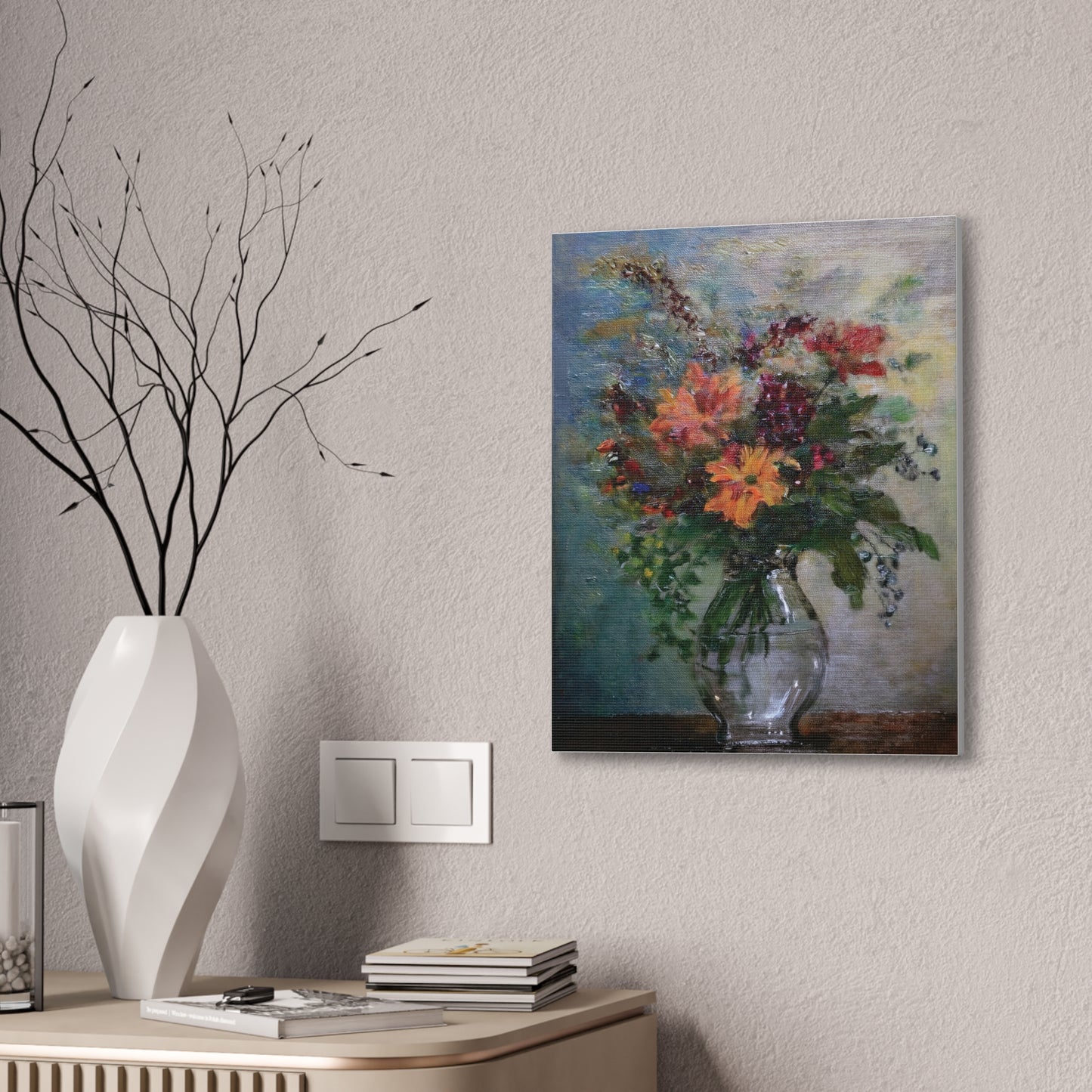Floral Canvas Wall Art, Vintage Flower Painting, Home Decor, Gift for Her, Living Room Decoration, Art for All Occasions