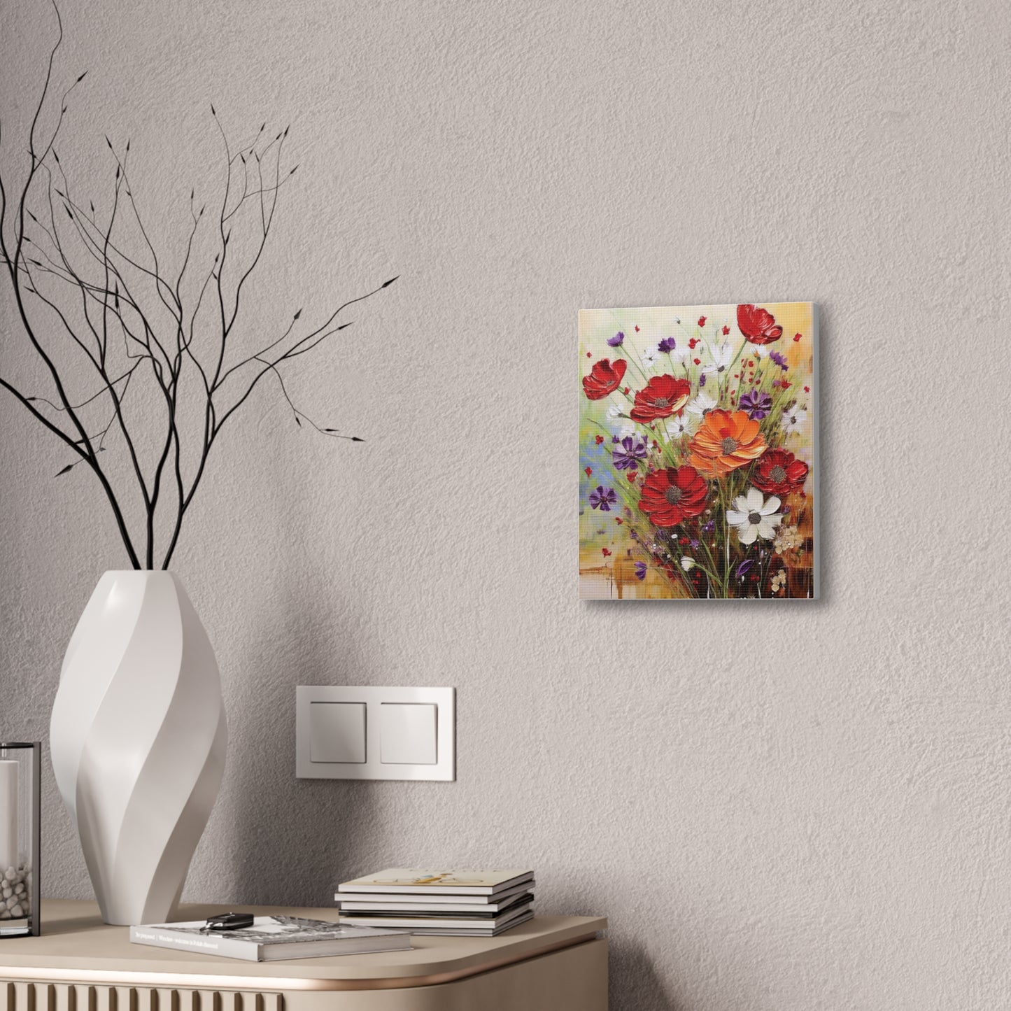 Floral Canvas Art Print, Colorful Flower Wall Decor, Home Decor, Gift for Her, Botanical Wall Art, Mothers Day Decoration