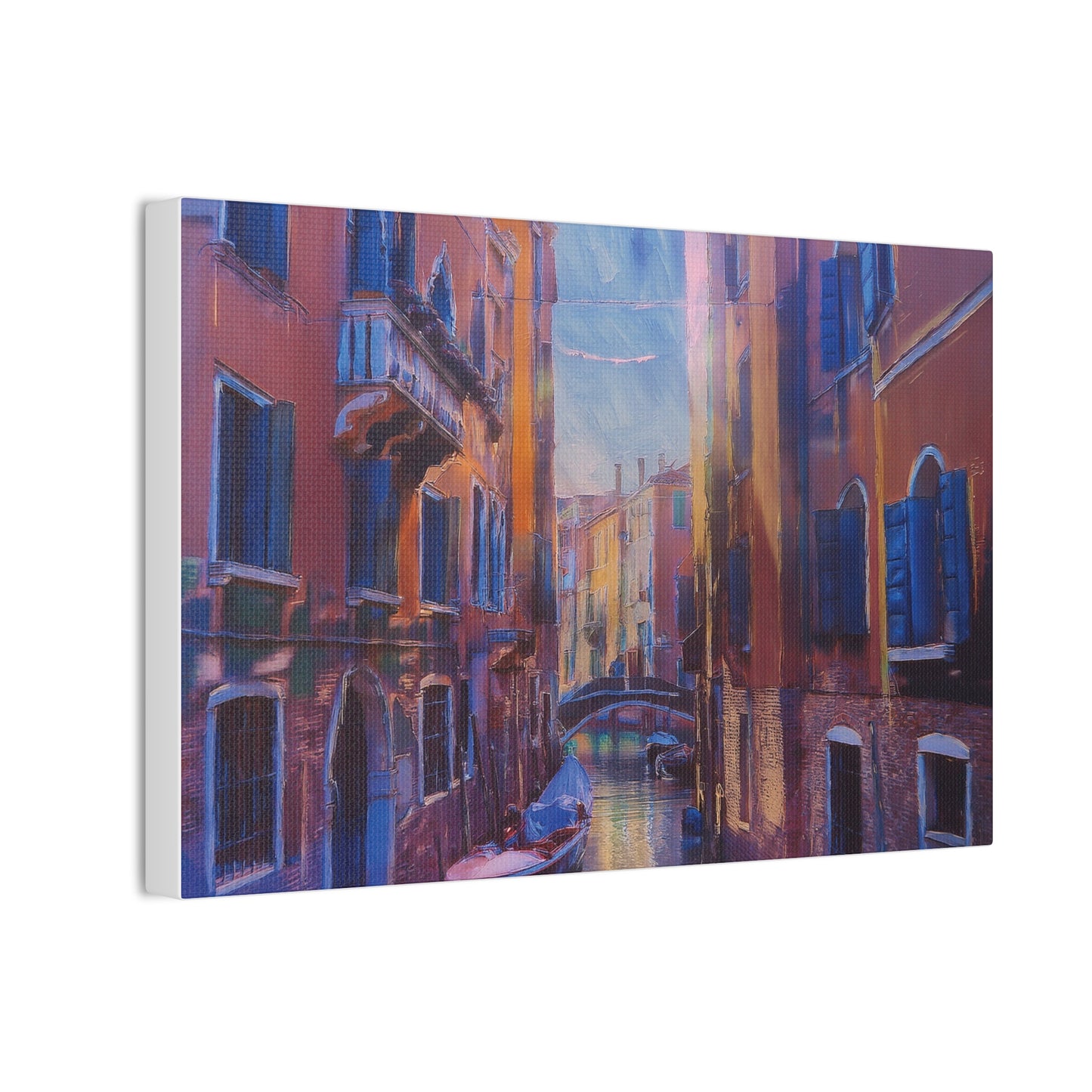 Venetian Canal Art Print, Canvas Wall Decor, Home Gallery Art, Gift for Art Lovers, Living Room Wall Art, Colorful Italian Landscape