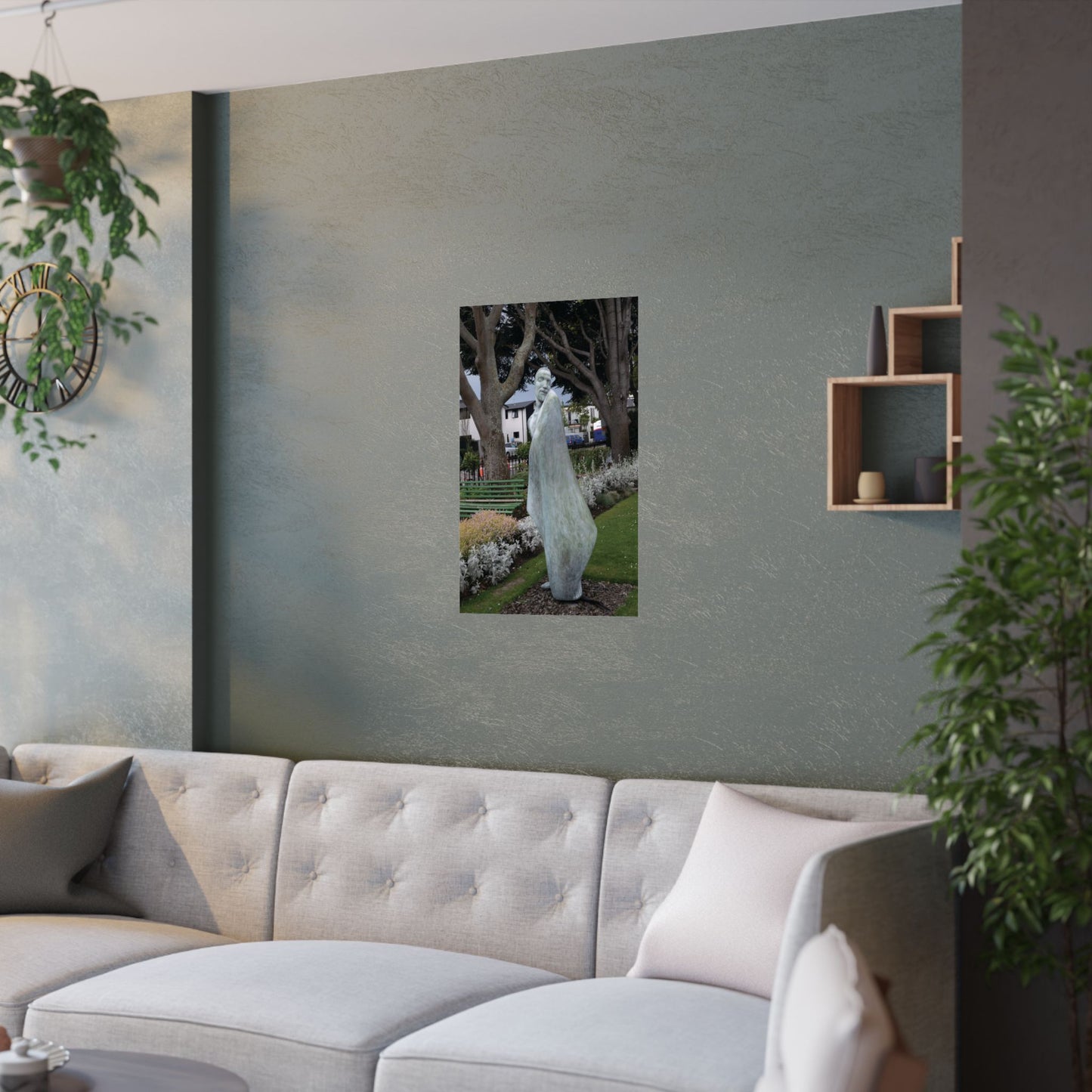 Elegant Satin Posters for Home Decor, “Grace in Stone: The Risen Christ of Christchurch”