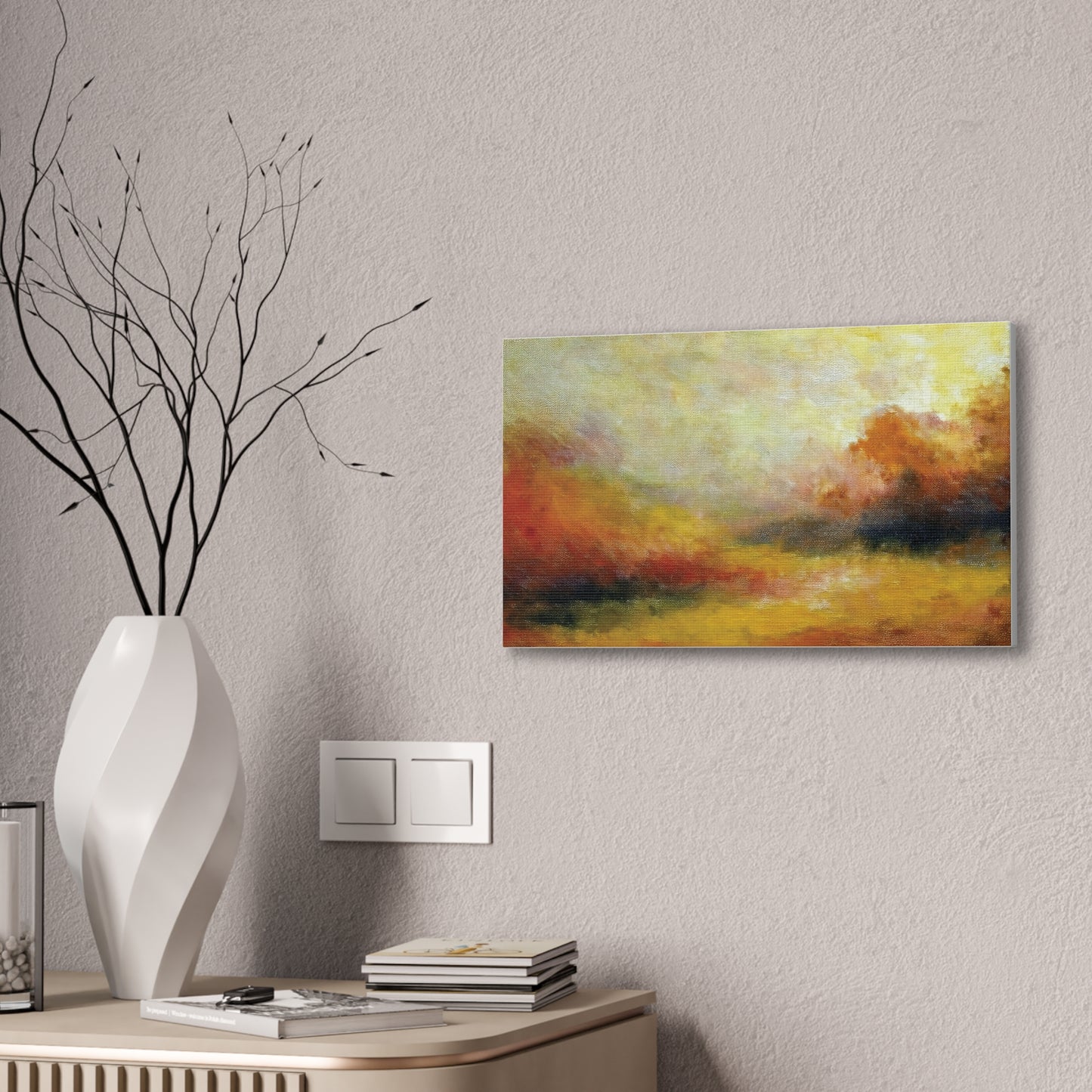 Vibrant Canvas Art Print, Stretched Wall Decor for Living Room, Abstract Landscape Artwork, Home Decoration, Gift for Art Lovers