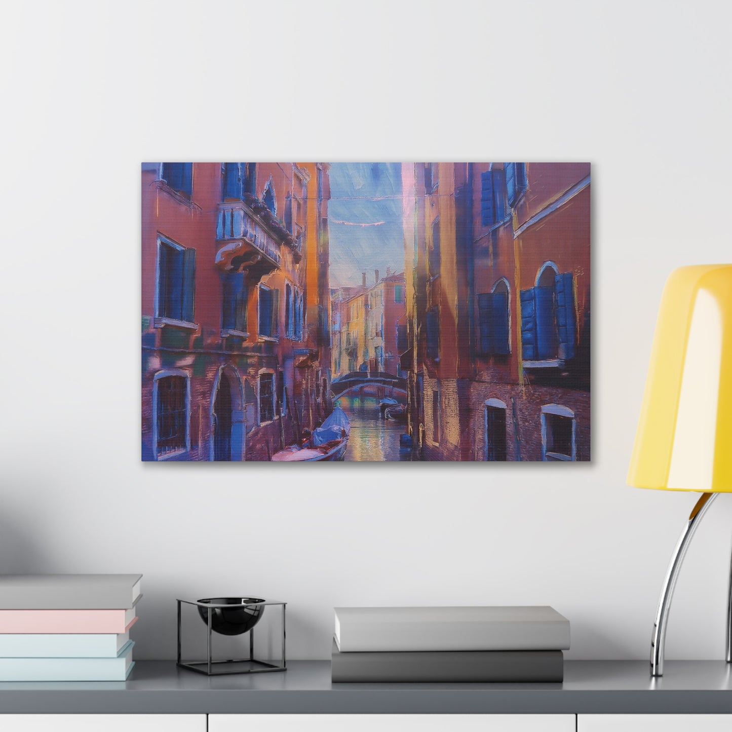 Venetian Canal Art Print, Canvas Wall Decor, Home Gallery Art, Gift for Art Lovers, Living Room Wall Art, Colorful Italian Landscape