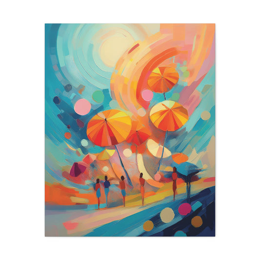 Vibrant Abstract Beach Canvas Art - Colorful Summer Decor, Modern Wall Art, Beach House Decor, Gift for Art Lovers, Coastal Wall Decor