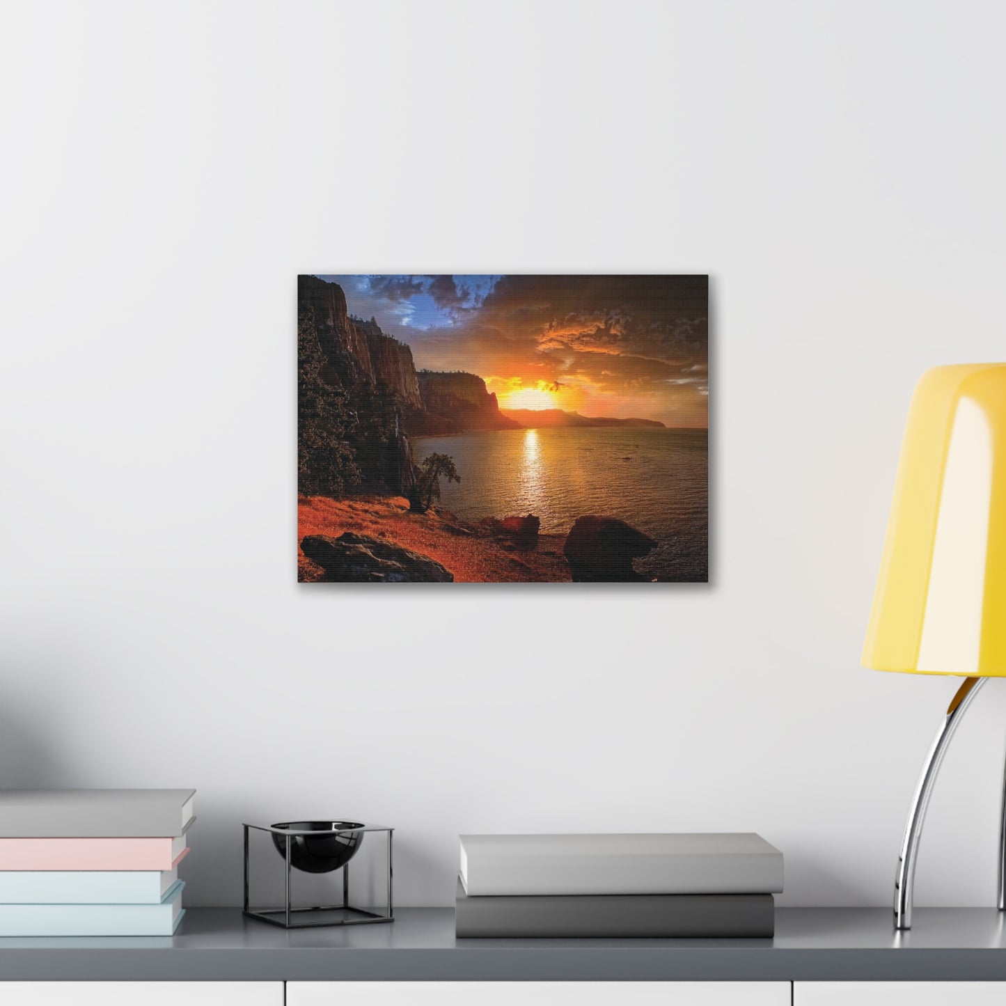 Sunset Canvas Print, Nature Wall Art, Scenic Home Décor, Gift for Nature Lovers, Coastal Landscape Decoration