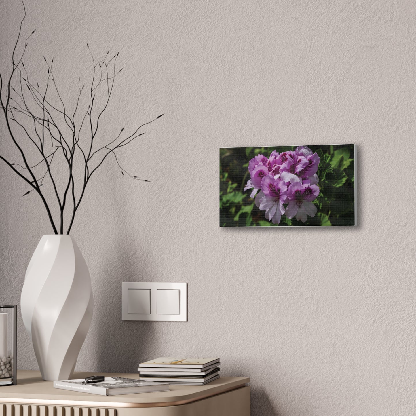 Pink Geranium Floral Canvas Print — Stretched Wall Art