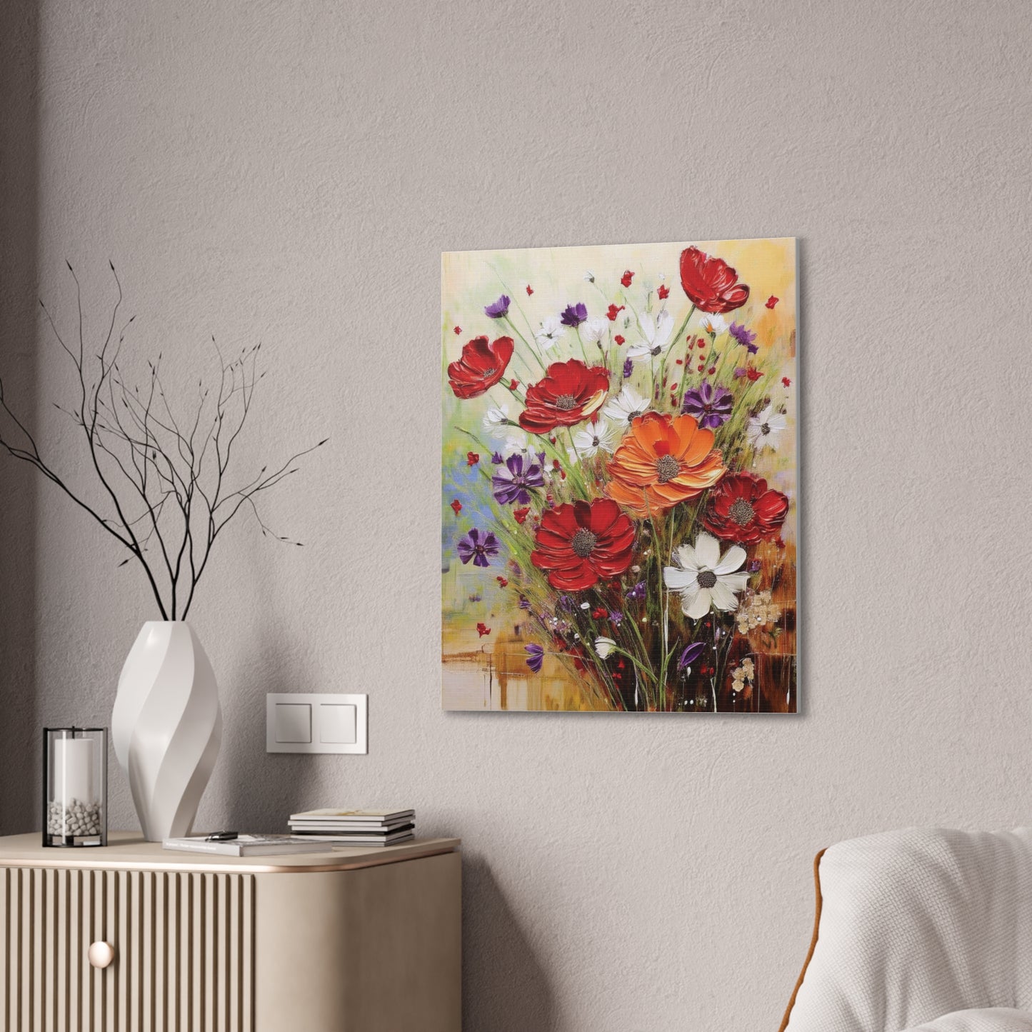 Floral Canvas Art Print, Colorful Flower Wall Decor, Home Decor, Gift for Her, Botanical Wall Art, Mothers Day Decoration