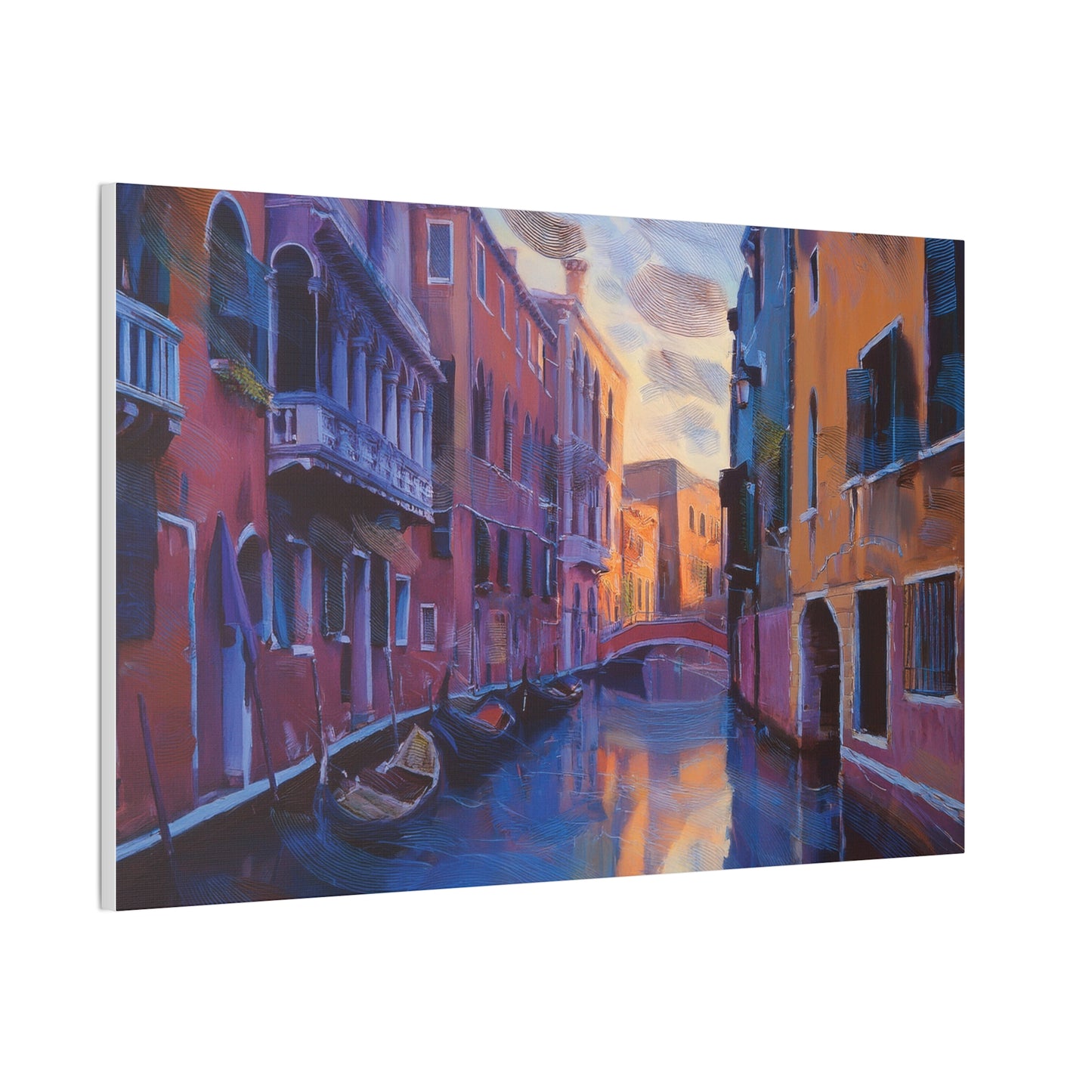 Vibrant Canvas Wall Art, Stretched Art Print, Home Decor, Venetian Landscape, Colorful Artwork, Gift for Art Lovers