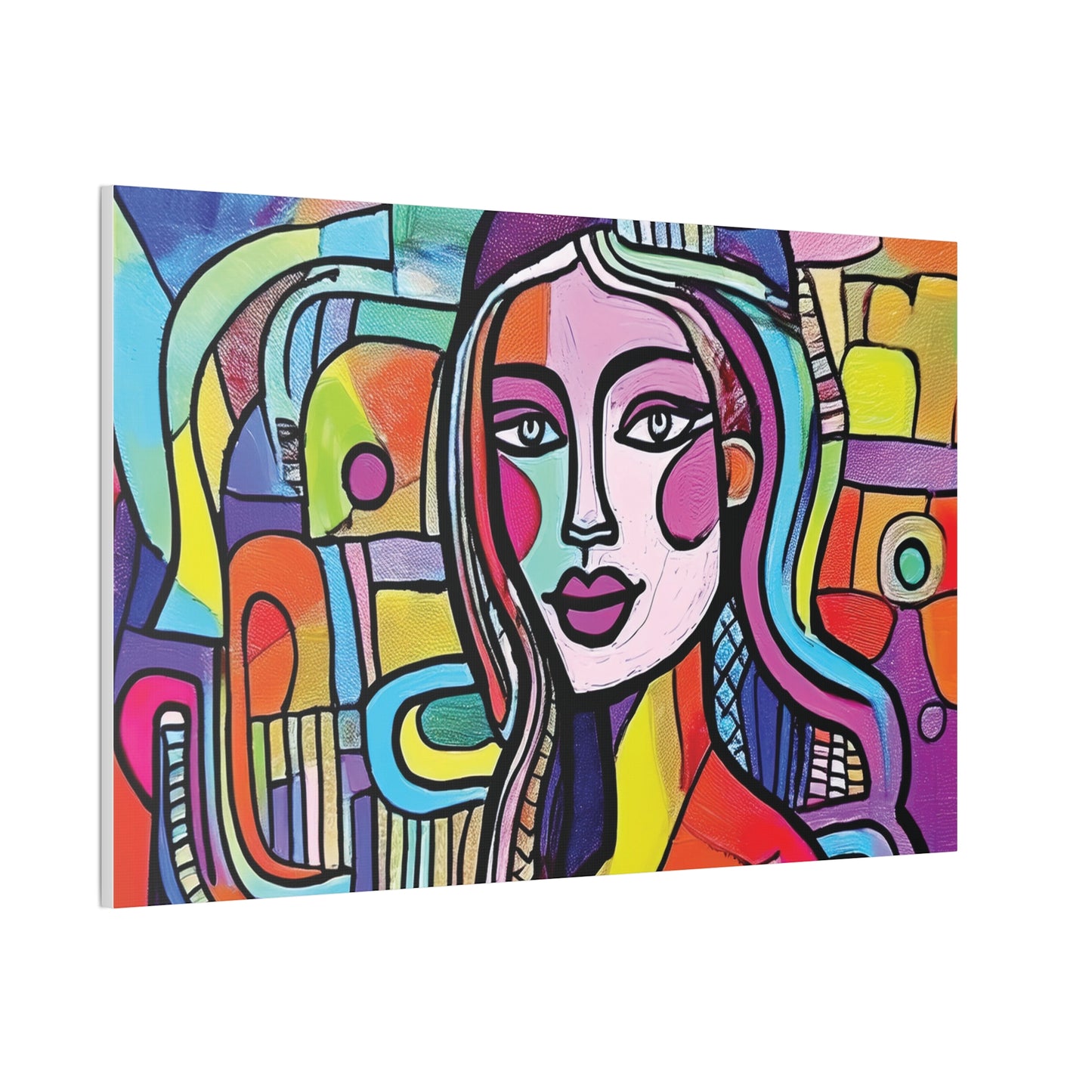 Colorful Canvas Art Print, Abstract Portrait Decor, Wall Art for Home, Colorful Wall Hanging, Gift for Art Lovers