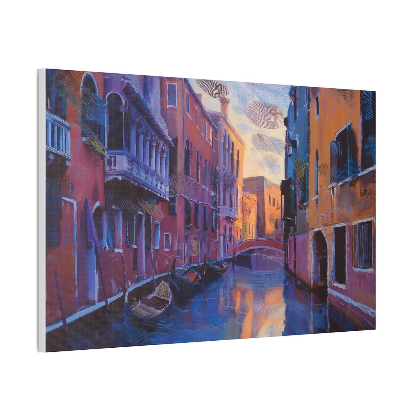 Vibrant Canvas Wall Art, Stretched Art Print, Home Decor, Venetian Landscape, Colorful Artwork, Gift for Art Lovers